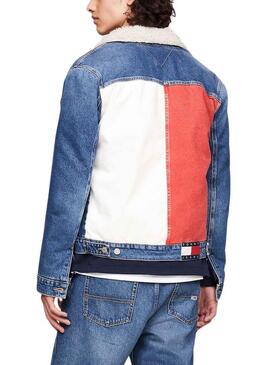 Giubbotto Denim Tommy Jeans Flag per Uomo