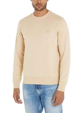 Felpa Calvin Klein Embro Badge Basic Beige