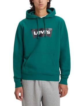 Felpa Levis Hoodie Basic Verde per Uomo