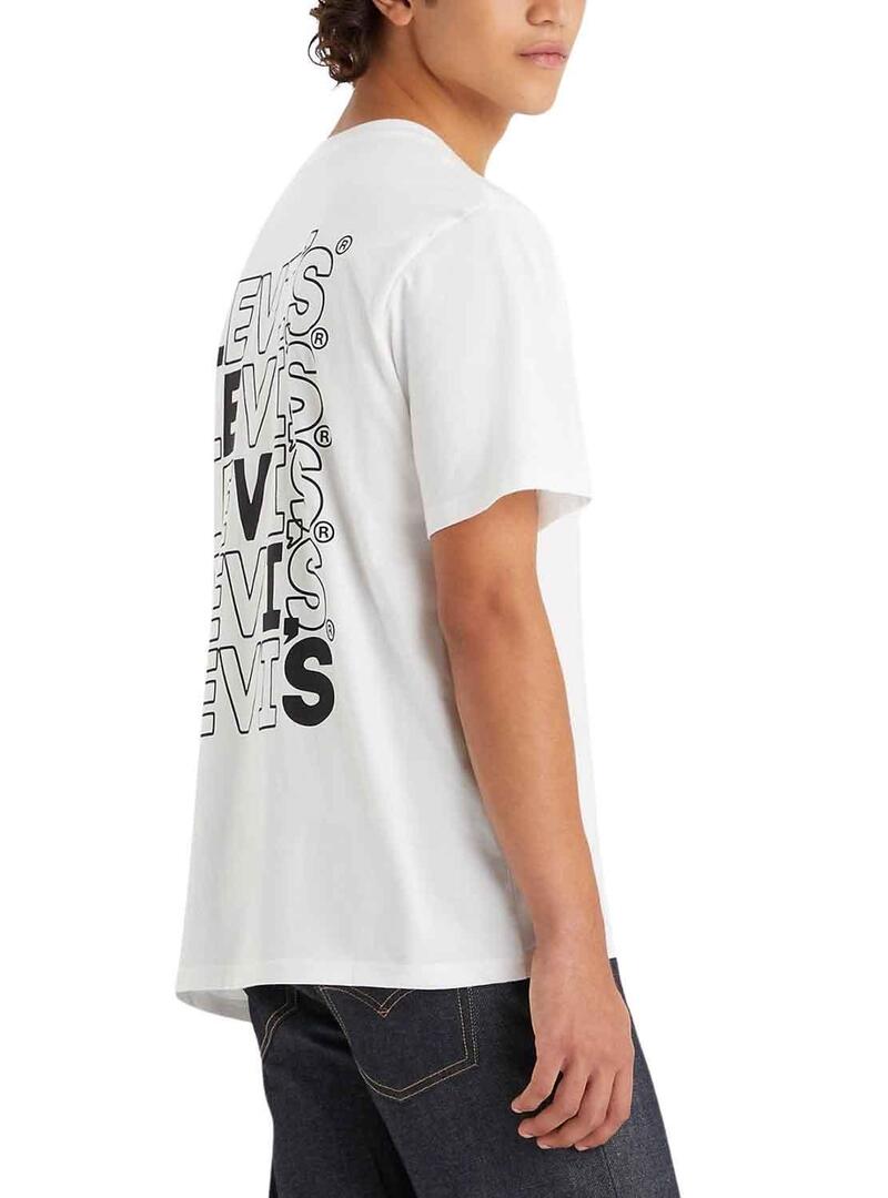 T-Shirt Levis Gradino Bianco per Uomo