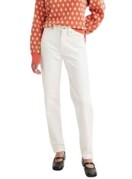 Pantaloni Jeans Levis 80S Mom Bianco per Donna