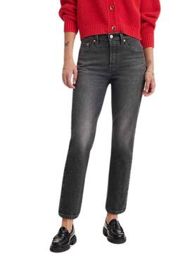 Pantaloni Jeans Levis 501 Crop Nero per Donna