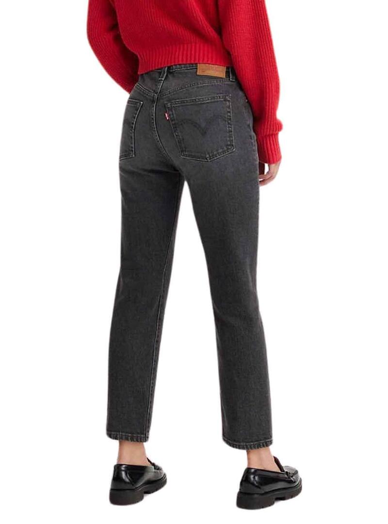 Pantaloni Jeans Levis 501 Crop Nero per Donna