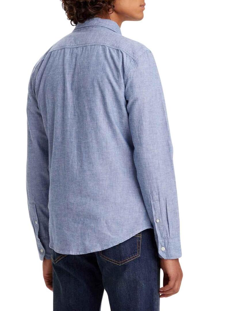 Camicia Levis Battery Slim Blu per Uomo