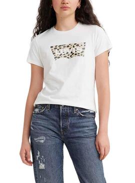 T-Shirt Levis The Perfetto Tee Leopard Bianco