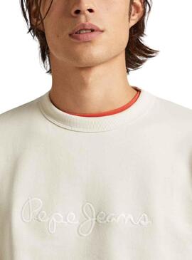 Felpa Pepe Jeans Joe Crew Beige per Uomo