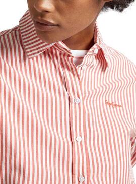 Camicia Pepe Jeans Bryce Strisce Rosso per Donna