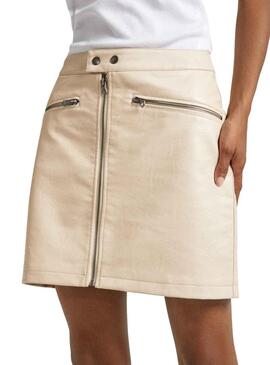 Gonna Pepe Jeans Safire Similpelle Beige per Donna