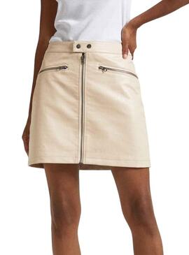 Gonna Pepe Jeans Safire Similpelle Beige per Donna