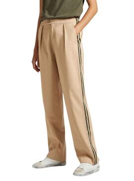 Pantaloni Pepe Jeans Tencell Beige per Donna