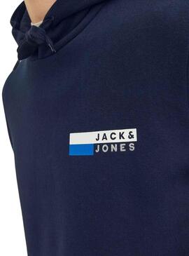 Felpa Jack & Jones Corp. Logo Hood Blu Navy