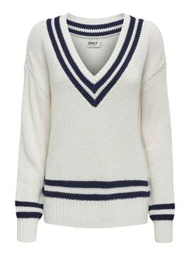 Pullover Only Ruth Loose Bianco per Donna