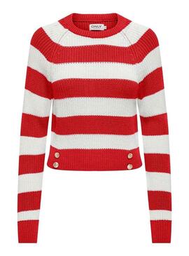 Maglia a righe rosse solo Ruth O Neck per donne