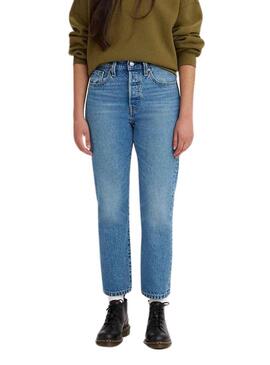Pantaloni Jeans Levis 501 Crop Denim per Donna
