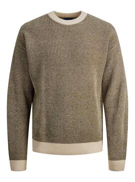 Pullover Jack & Jones Rib Marrone per Uomo