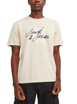 T-Shirt Jack & Jones Zuri Beige per Uomo