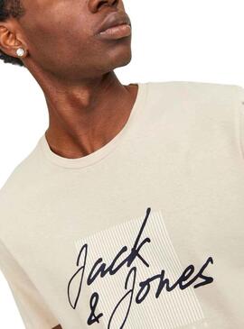 T-Shirt Jack & Jones Zuri Beige per Uomo