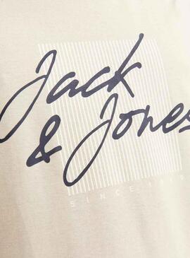 T-Shirt Jack & Jones Zuri Beige per Uomo