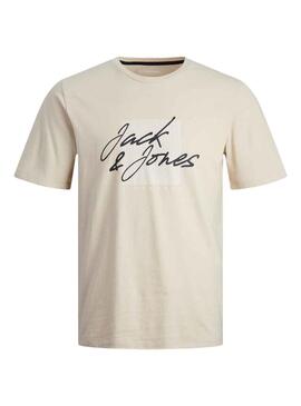 T-Shirt Jack & Jones Zuri Beige per Uomo