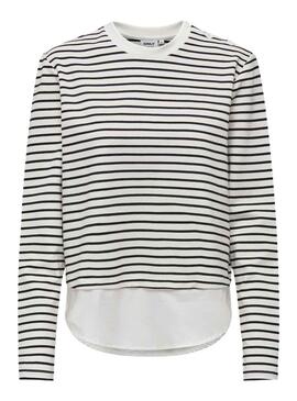 Pullover Only Karin Mix Top Strisce Bianco per Donna