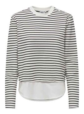 Maglia Only a righe bianche Karin Mix Top per donna.