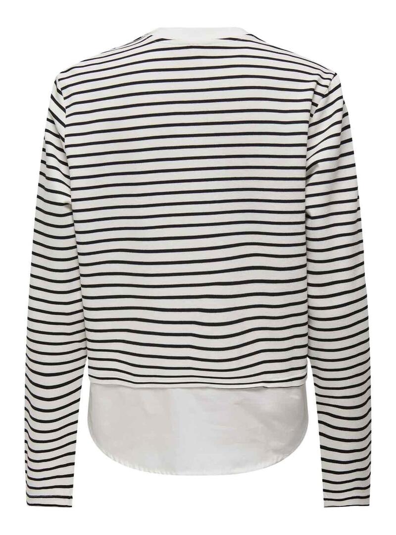 Pullover Only Karin Mix Top Strisce Bianco per Donna