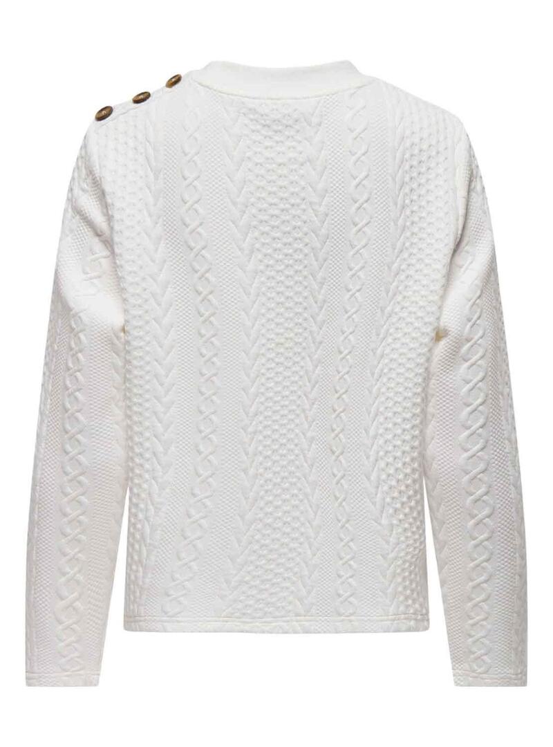 Pullover Only Emmi Button Bianco per Donna