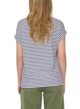 T-Shirt Only Zia Stripe Bianco per Donna