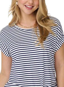 T-Shirt Only Zia Stripe Bianco per Donna