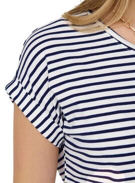 T-Shirt Only Zia Stripe Bianco per Donna