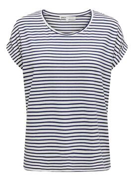T-Shirt Only Zia Stripe Bianco per Donna