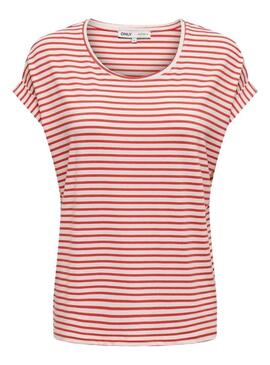 T-Shirt Only Zia Stripe Rosso per Donna