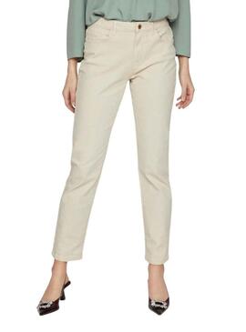 Pantaloni Vila Vialice Beige per Donna