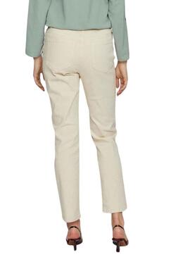 Pantaloni Vila Vialice Beige per Donna