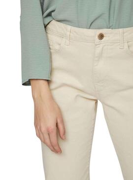 Pantaloni Vila Vialice Beige per Donna