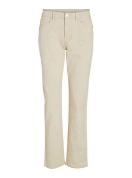 Pantaloni Vila Vialice Beige per Donna