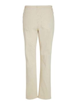 Pantaloni Vila Vialice Beige per Donna