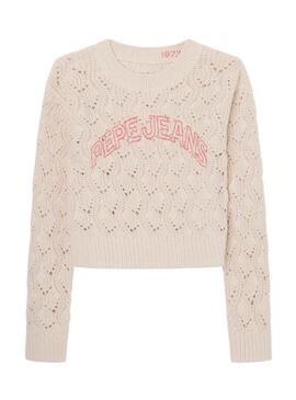 Pullover Pepe Jeans Nabila Beige per Bambina