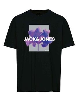 T-Shirt Jack & Jones Floreale Nero per Bambino