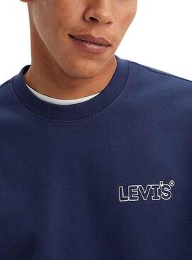 Felpa Levis Relaxed Crew Blu Navy per Uomo