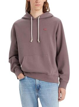 Felpa Levis Original Hoodie Marrone per Uomo