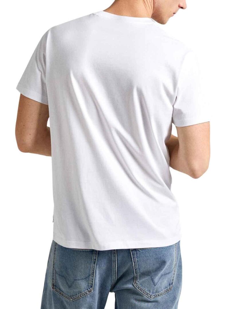 T-Shirt Pepe Jeans Craigton Bianco per Uomo