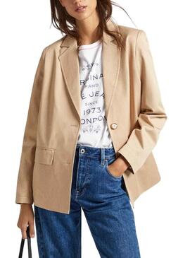 Blazer Pepe Jeans Tencell Beige per Donna