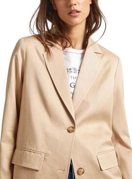 Blazer Pepe Jeans Tencell Beige per Donna