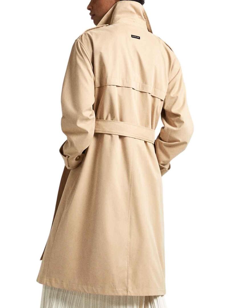 Trench Pepe Jeans Star Con Cintura Beige Donna