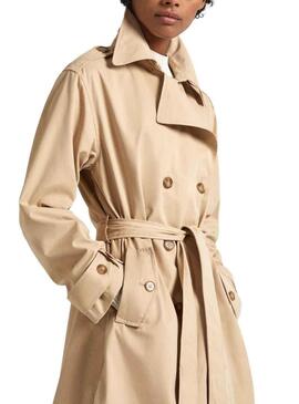 Trench Pepe Jeans Star Con Cintura Beige Donna