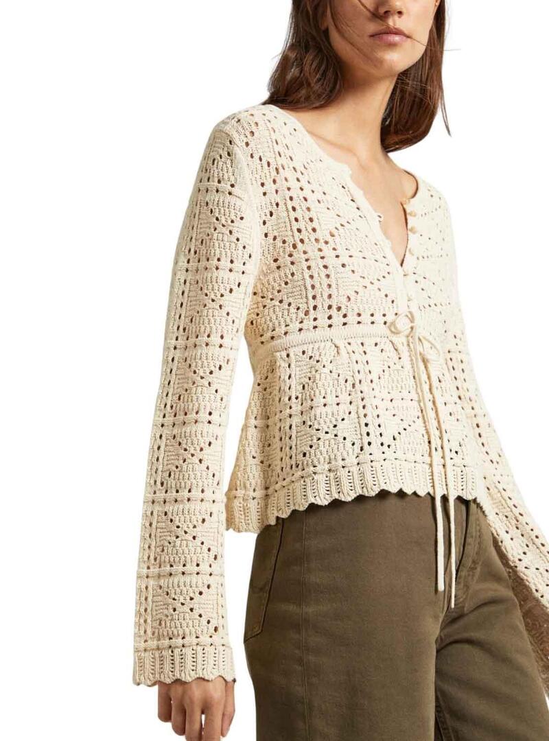 Pullover Pepe Jeans Gaella Beige per Donna