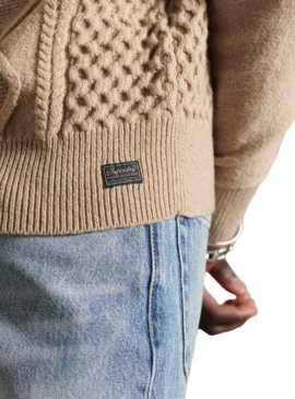 Pullover Superdry PatchCavo di lavoro Beige per Uomo