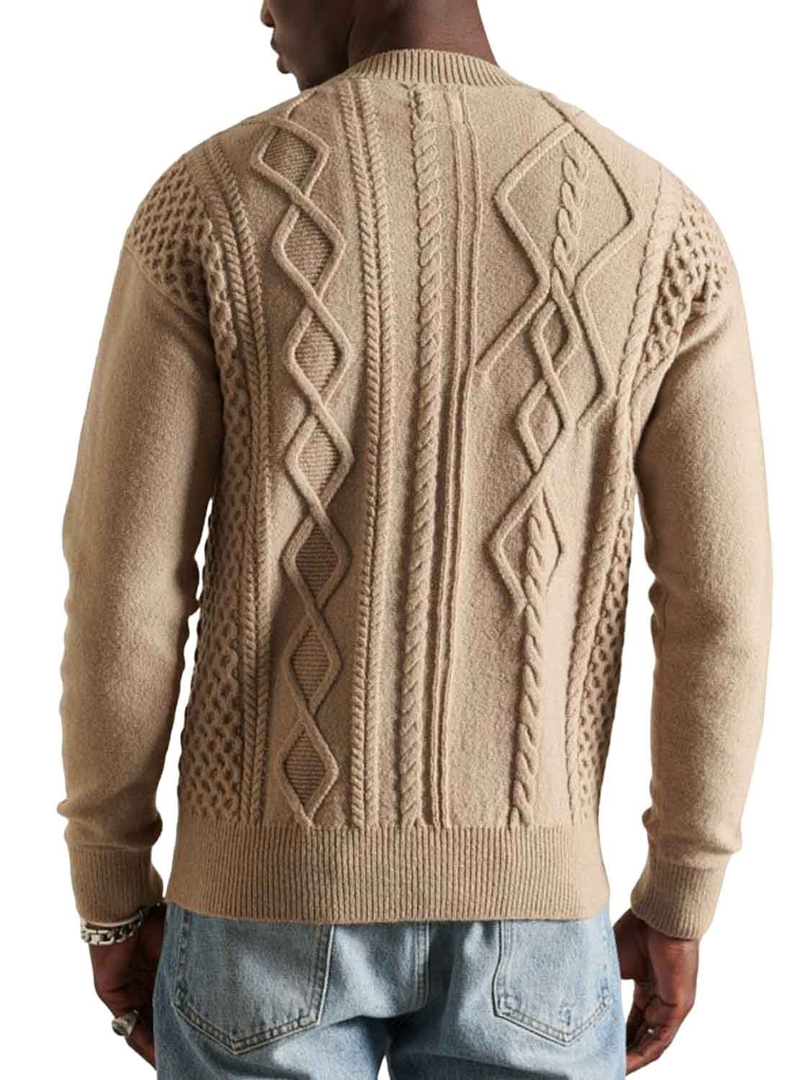 Pullover Superdry PatchCavo di lavoro Beige per Uomo