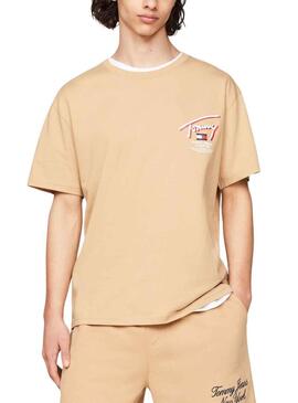 T-Shirt Tommy Jeans Reg3D Street Beige Uomo